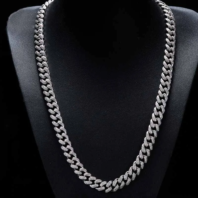 Men Bling Cubic Zirconia Cuban Miami Chain Necklace Copper Material Full CZ Clasp Iced Out Hip hop Luxury | Украшения и