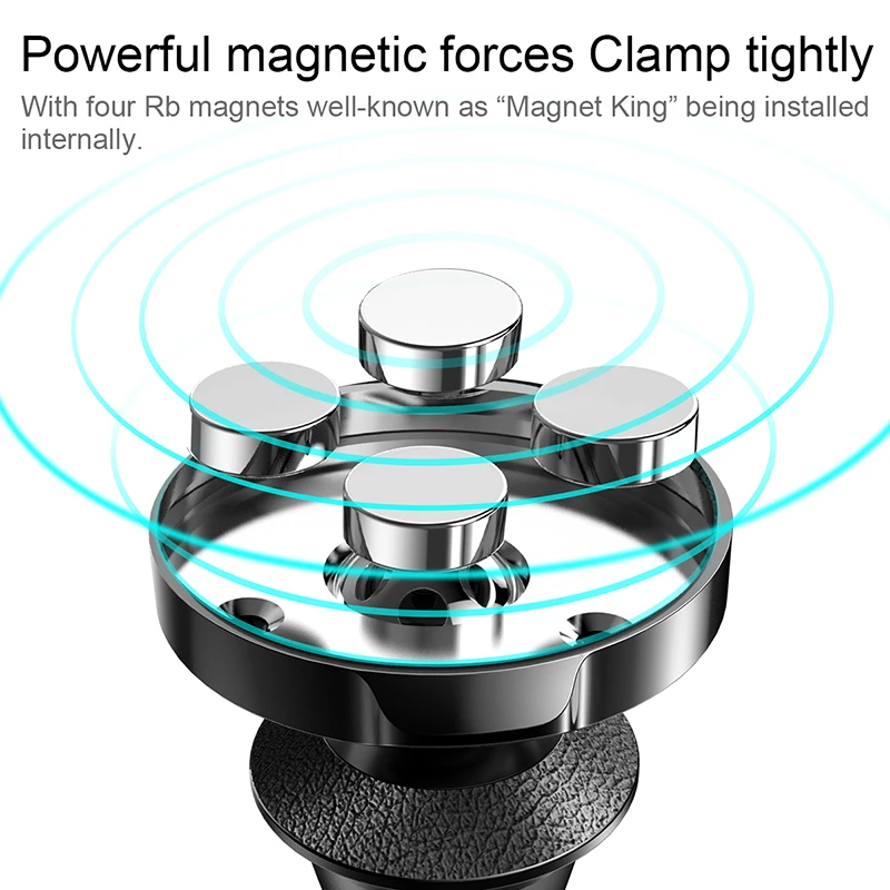 Кожаный магнитный автомобильный держатель Baseus для телефона универсальный на 360