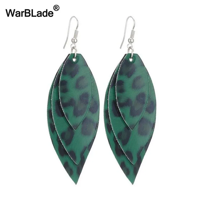 Серьги WarBLade в форме слезы многослойные овальные кожаные серьги для женщин