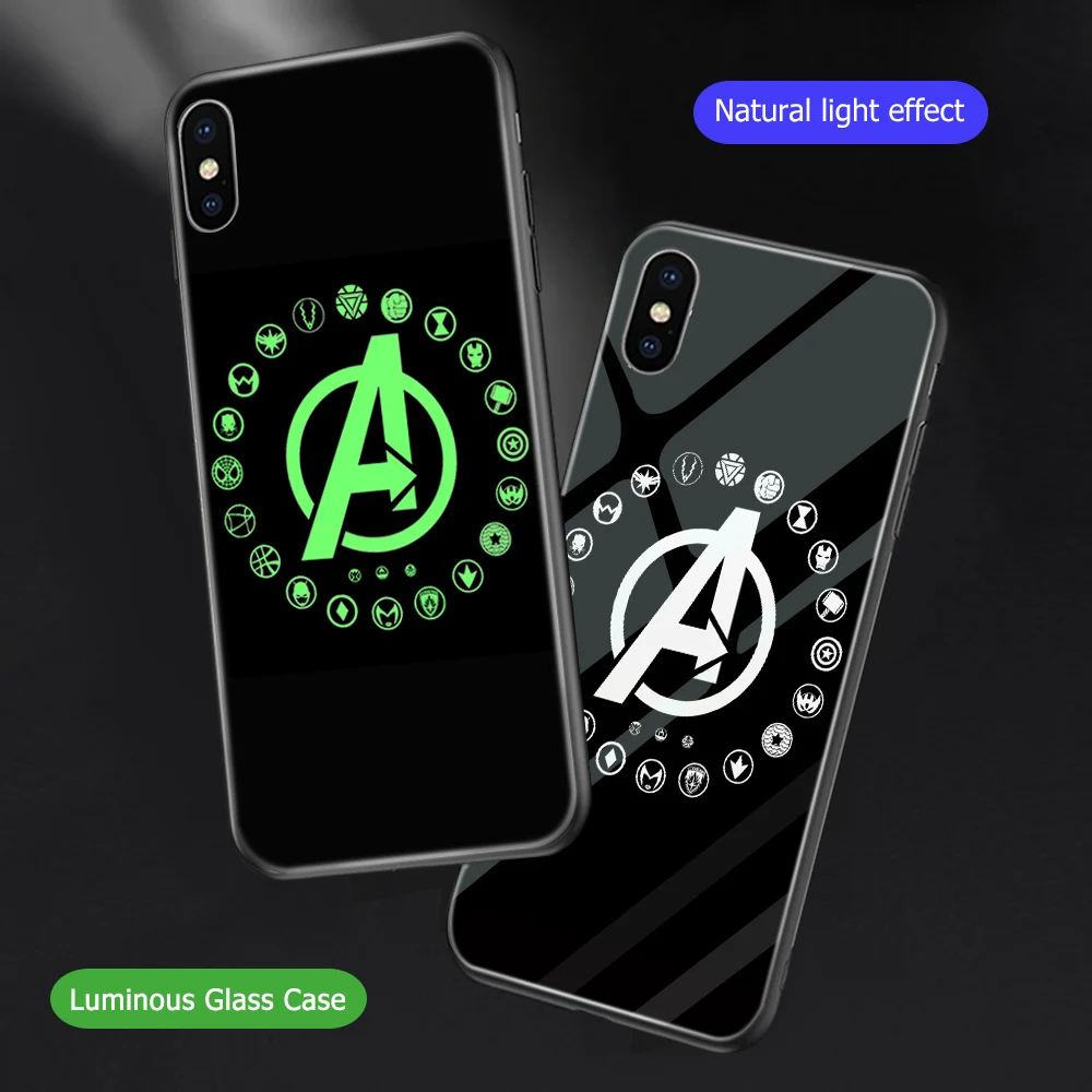 Ciciber Модный чехол в виде светящегося стекла Marvel для iPhone 11 Pro Max 7 8 6 6S Plus X XR XS задняя