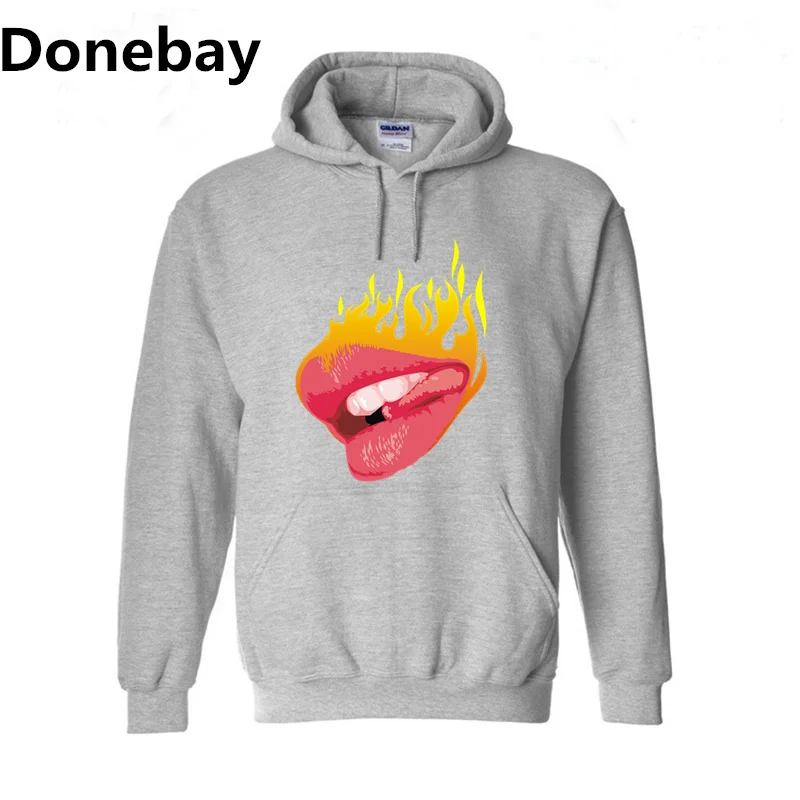 Donebay Сексуальные Горячие Губы Пламя Толстовки Кофты Hombres Fahion Хип-Хоп 2016 Мужчин И