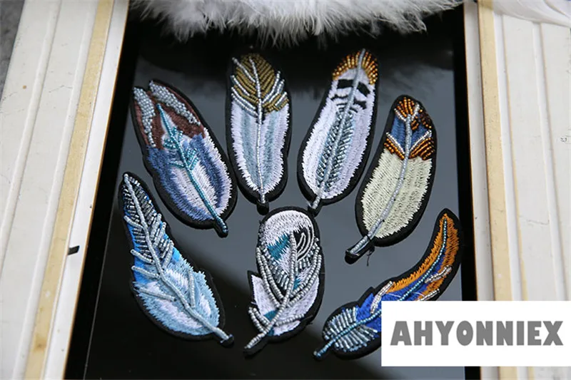 1 шт. расшитые блестками перья нашивки для одежды аппликация расшитая бисером и