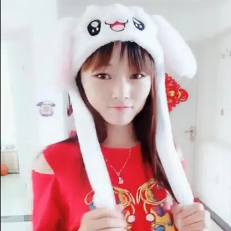 Шапка с кроличьими ушками для девочек сердечками теплая бархатная шапка |