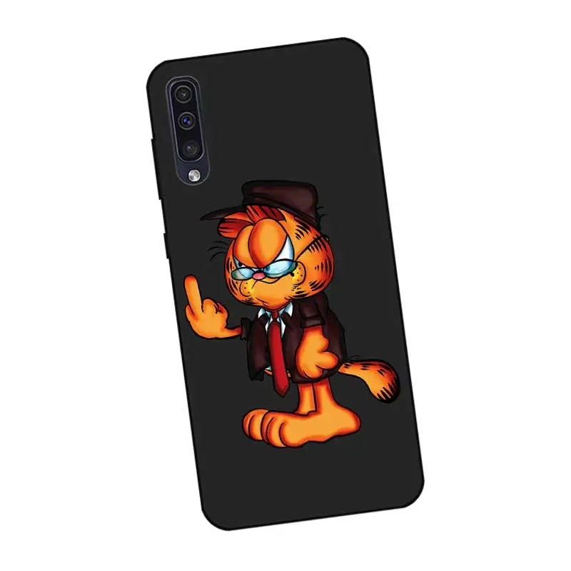 N326 рисунком героя мультфильма &quotГарфилд&quot Черный силиконовый чехол для samsung Galaxy