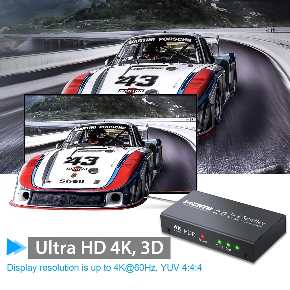 1 в 2 из HDMI 2,0 сплиттер с USB кабелем питания Поддержка 4 K/60Hz YUV 4:4:4 HDR для Xbox One X PS4 Pro Sky Box Blu-Ray плеер