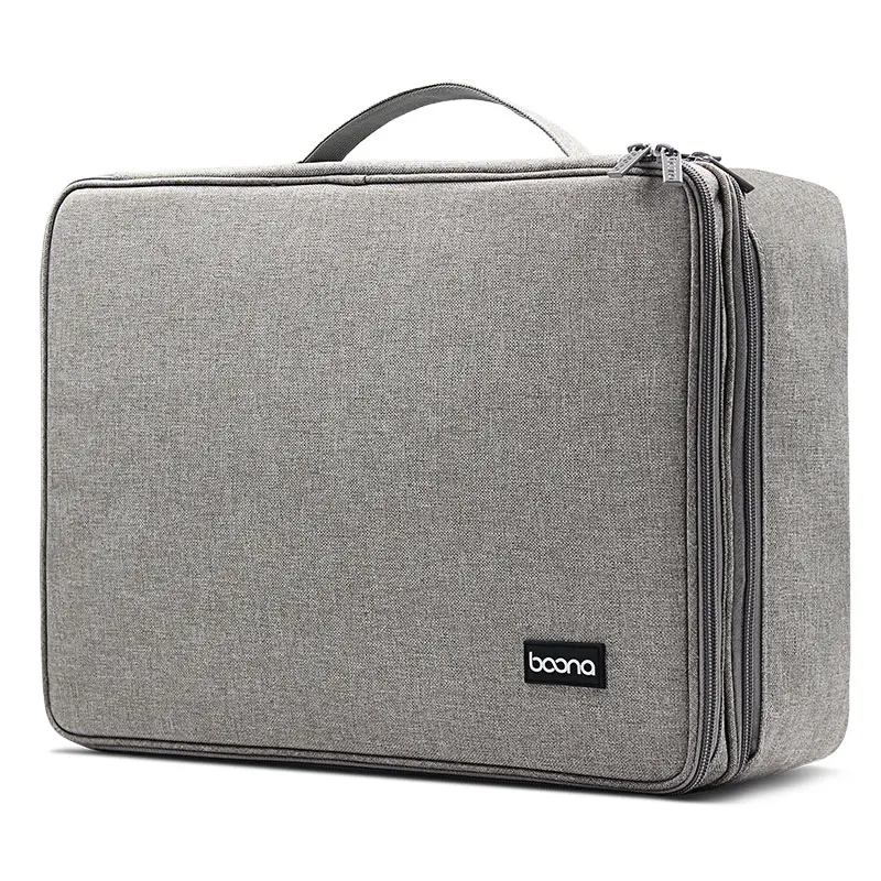 W002 Gray Boona Single& Dual Oxford Waterproof Document Bag Organizer Papers Storage Pouch Credential Bag Diploma Storage File Pocket - Color: W002 Gray