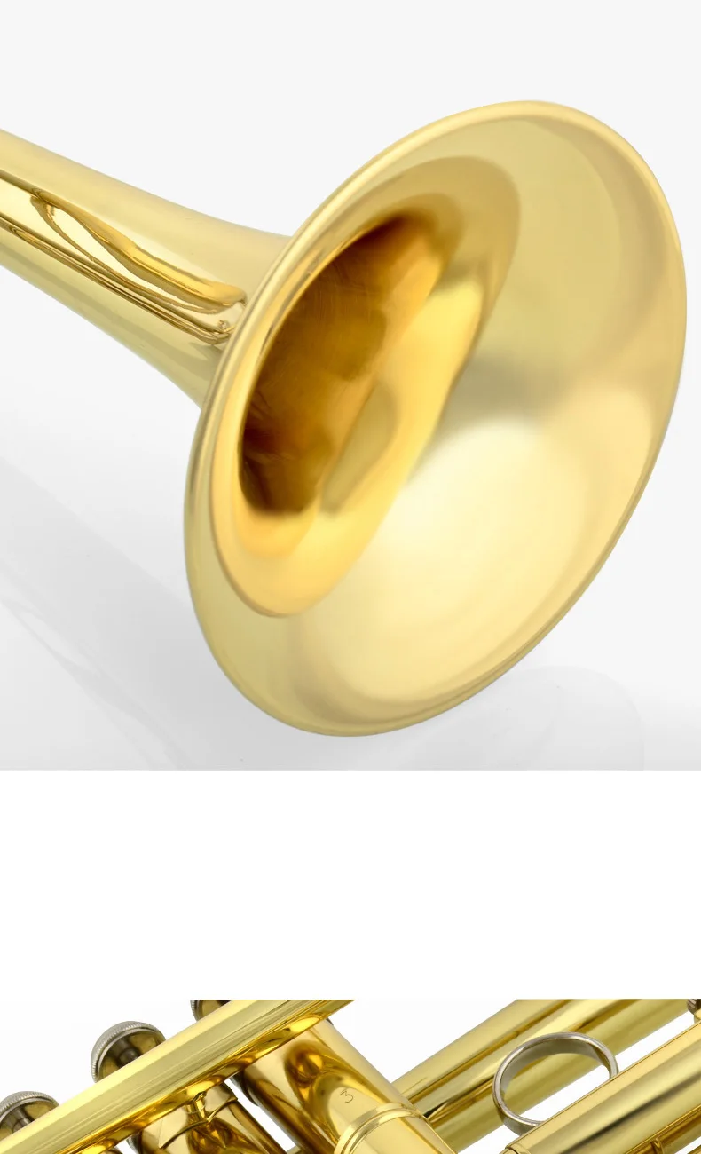 JAZZOR JBTR-300 B плоская позолоченная труба с лаковым покрытием с футляром мундштук, музыкальные инструменты золотого/серебряного цвета