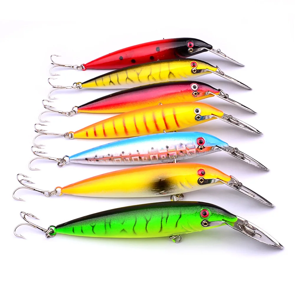 

7pc 140mm 16.2g Japan Hard Bait Laser Minnow Fishing Lures Pesca 4# Hooks Sea Fishing Deep dive Wobbler Decoy Artificial bait