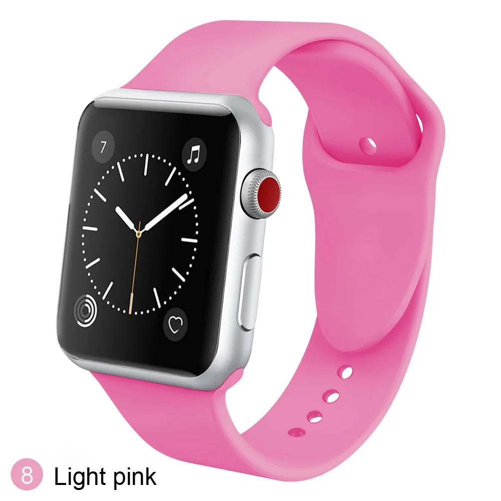 8 Спортивный силиконовый ремешок для наручных часов iWatch 1/2/3/4 ремешки для Apple Watch 38 мм, 40 мм, 42 мм, длина-44 мм, ремешок для смарт-часов браслет для Для женщин Для мужчин - Цвет ремешка: 8