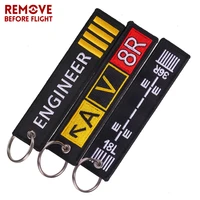 3pcslot remove before flight embroidery letter motorcycles key chain and jacket engineer aviation gifts tag luggage chaveiro de
