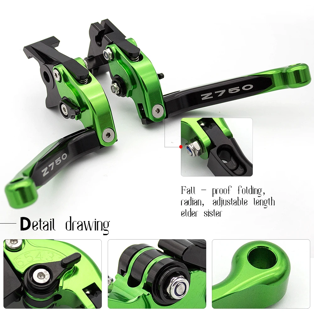 

With Z750 Logo Aluminum Motorcycle Folding Extendable Brake Clutch Lever For Kawasaki Z750 Z 750 2007-2012 2008 2009 2010 2011