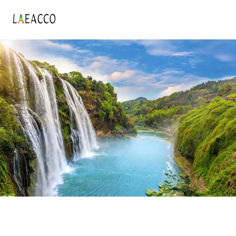 Laeacco водопад горы река природа фон для фотосъемки индивидуальные виниловые
