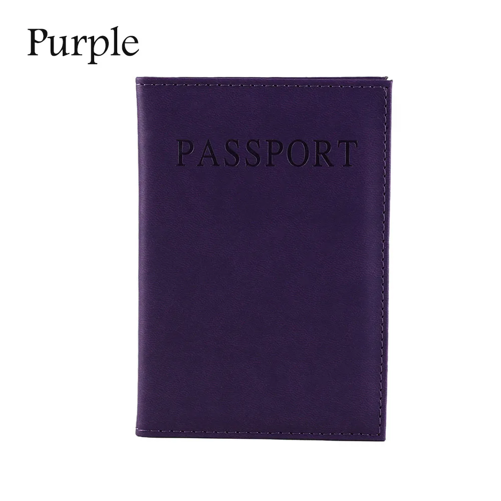 Artificial Leather Women Passport Holder Couple Models Women's Travel Business Passport Cover Unisex Card Case Men Card Holder - Цвет: purple