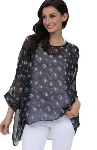 C22 Baharcelin 5XL 6XL, большие размеры, женская летняя повседневная Свободная шифоновая блузка с рукавами летучая мышь, рубашка, блузка, топы, одежда - Цвет: C22