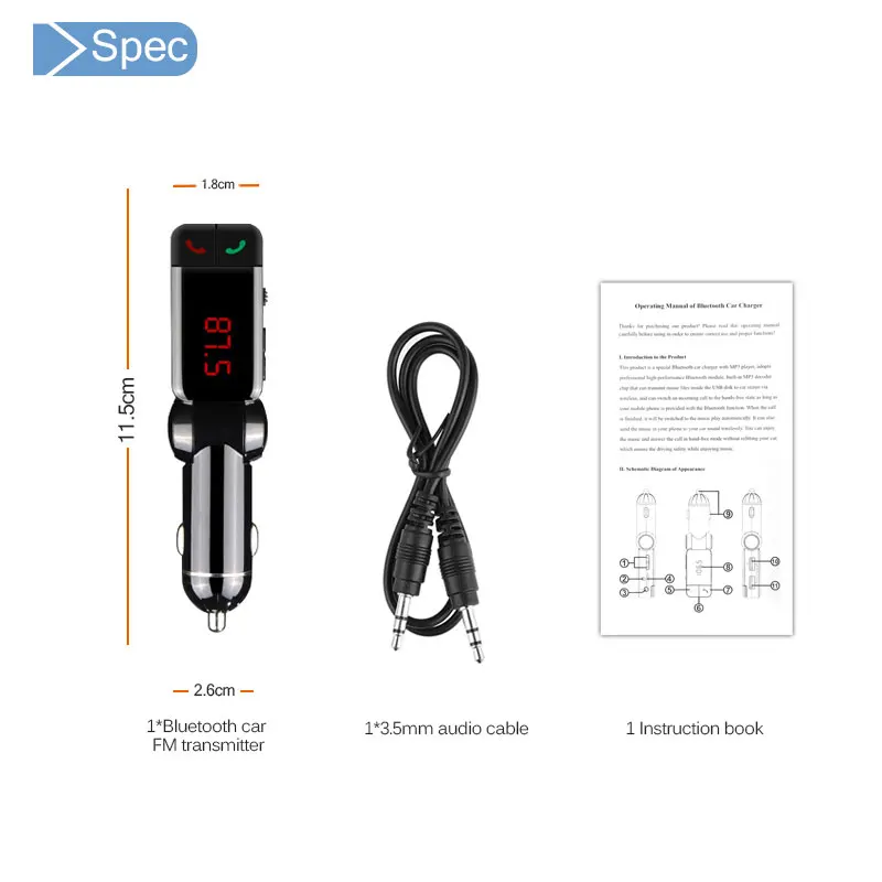 Автомобильный FM трансмиттер Onever с Bluetooth и USB зарядкой|car fm transmitter|transmitter mp3fm transmitter mp3
