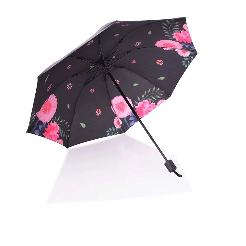 Мини складной женский зонтик дождь мужской черный зонт из летней коллекции