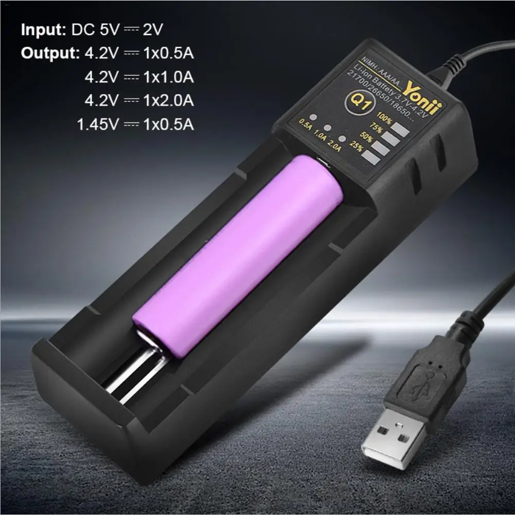 18650 зарядное устройство 3,6 V 3,7 V AA/AAA 26650 NiMH литий-ионная батарея умное зарядное устройство 4,2 V/2A 21700 USB одиночный слот литиевая батарея зарядное устройство