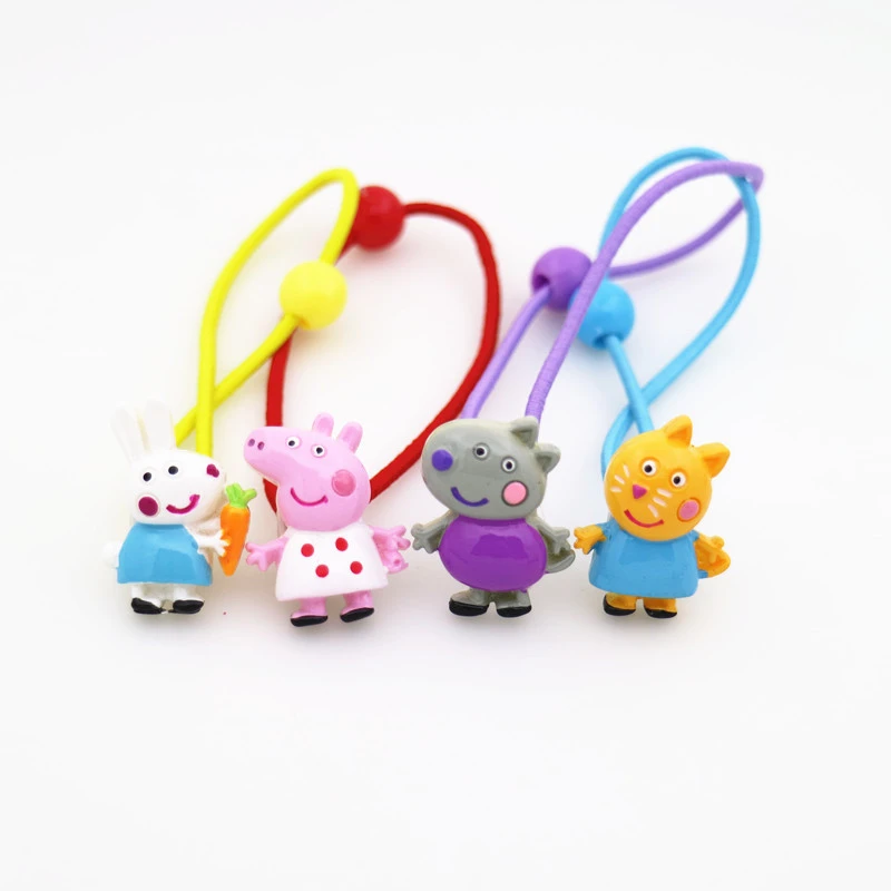 6pcs/set Cartoon Animals Children's Rubber Bands Headwear Lovely Hair Rope Kid Girl Baby Fashion Elastic String Resin | Детская