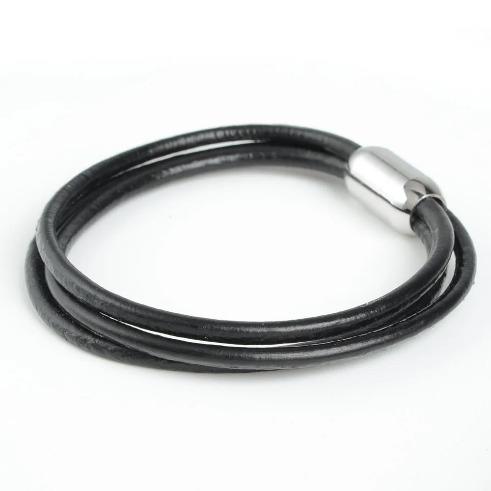 Модный мужской браслет из нержавеющей стали 215 мм браслеты натуральной кожи