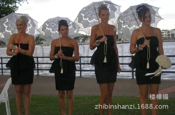 Модный кружевной зонт зонтик с вышивкой для невесты белый слоновая кость черный