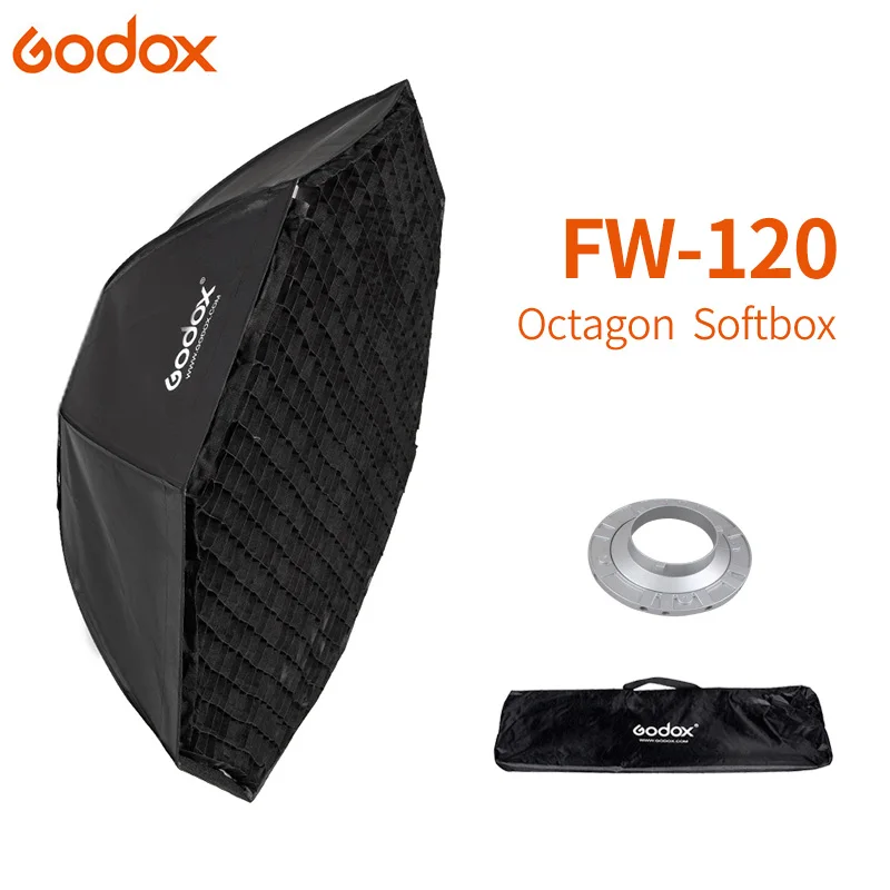 Godox Pro Studio восьмиугольная сотовая сетка софтбокс с отражателем 120 см для крепления Bowens применяется к студийной стробоскопической вспышке светильник