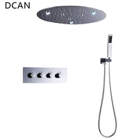 dcan 20 round multi function spa water column shower hidden inner wall thermostat led light ceiling shower system