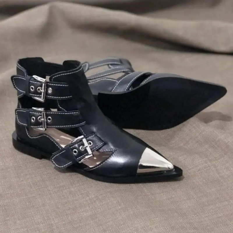 Coolcept/женская повседневная обувь Стильная летняя из натуральной кожи с острым