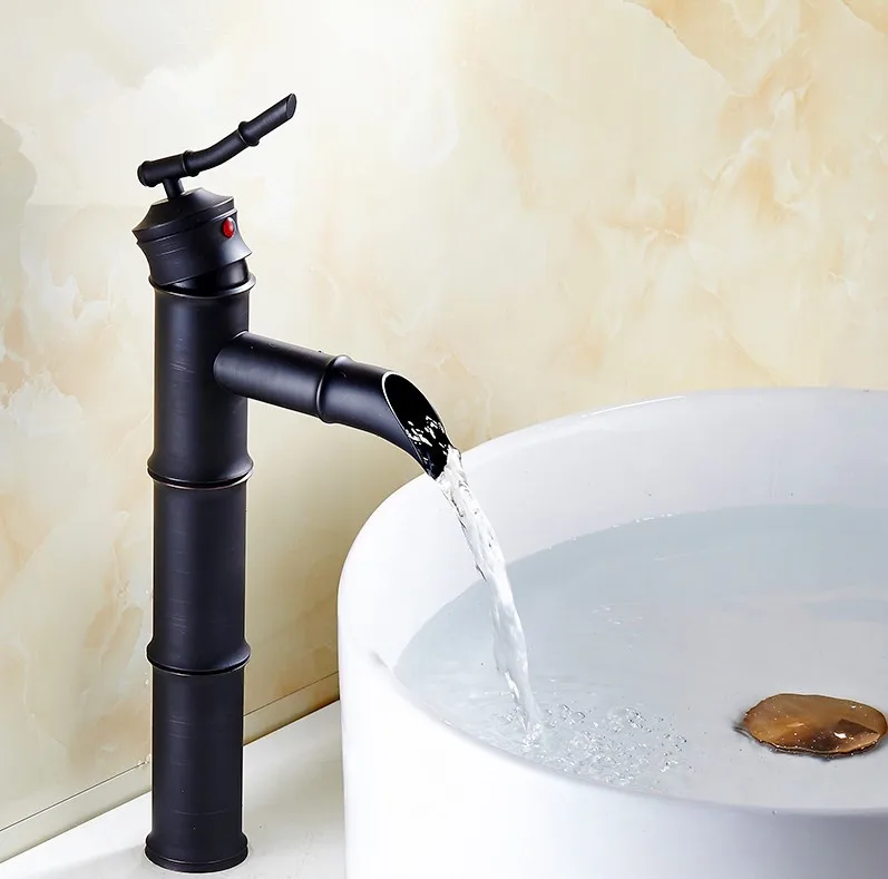 2016 модная бамбуковая модель масло потертая бронза черная отделка смеситель для