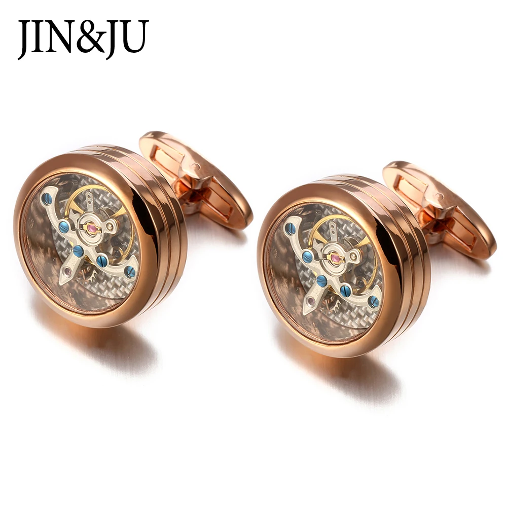 JIN& JU Лидер продаж Мужские механические часы с турбийоном, запонки с турбийоном, высокое качество, в стиле стимпанк, запонки