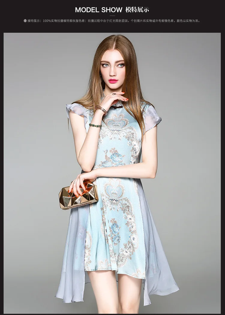 Летнее платье 2017 элегантные Для женщин мода Европейский Дизайн ретро с принтом