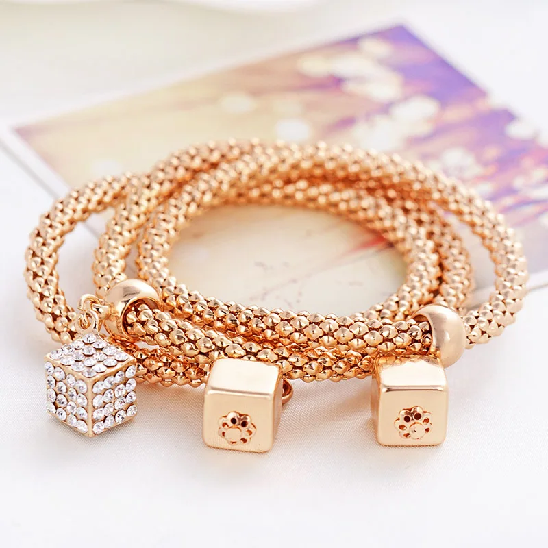 Onnea 3 шт. Хрустальные Очаровательные браслеты для женщин Свадьба золотой цвет