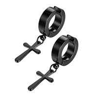 2020 charm unisex stainless steel cross non piercing dropping earrings trend gothic punk earplugs for men women classic aretes