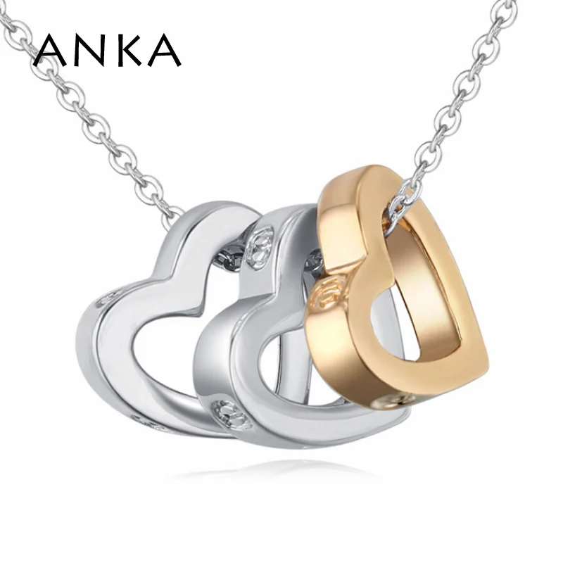 Анка ретро старинные романтическая циркон три кулоны в форме сердца ожерелье