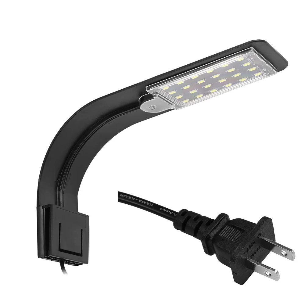Black with US PLUG Светодиодный светильник для аквариумных рыб, домашних животных, 10 Вт, для аквариума, для аквариума, ультратонкое растение, яркий светильник, фиксированный зажим, супер тонкая пристегивающаяся лампа, штепсельная вилка европейского и американского стандарта - Цвет: Black with US PLUG