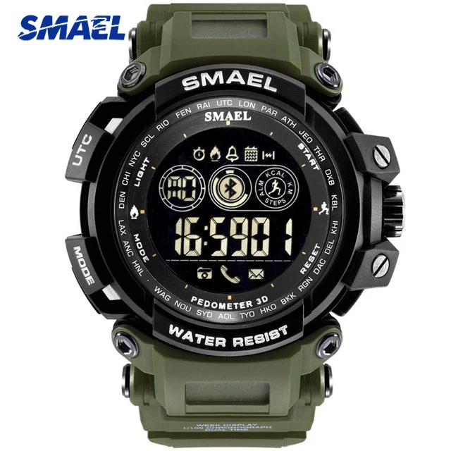ArmyGreen Watch Smael, лидер продаж, Брендовые мужские Роскошные спортивные часы с секундомером, цифровой светодиодный, электронные часы, мужские военные часы с датой недели, мужские часы - Цвет: ArmyGreen Watch