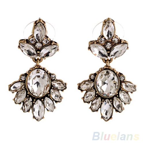 Винтажные женские серьги Кристальные вставки в со стразами Ушные Шпильки 2MQA|ear