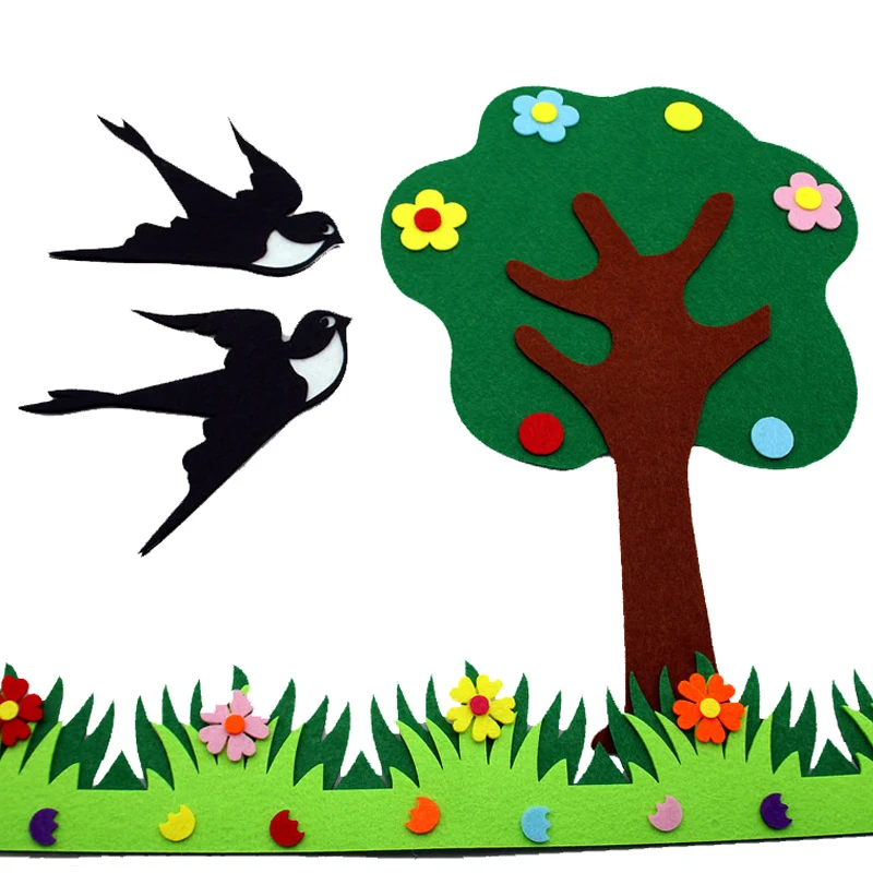 Новый дизайн цветок большое дерево нетканое полотно валяние свободная резка