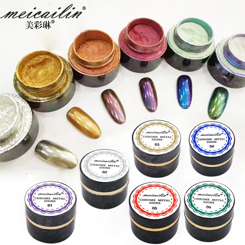 6 коробок/партия зеркальный порошок пигмент алюминиевый хромированный для