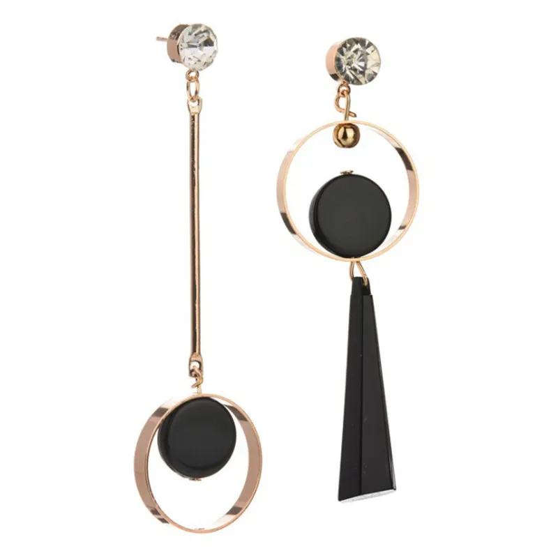

Simple Korean Rhinestones Earrings Asymmetrical Exaggerated AB Version Of The Circle Long Section European American Accessories