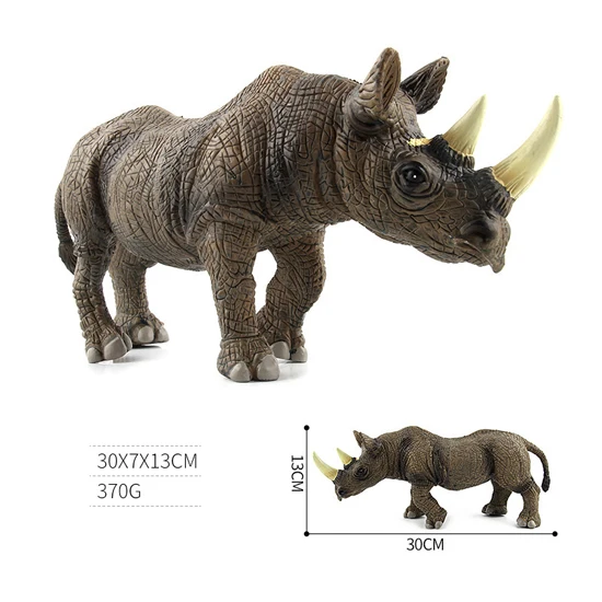 rhinoceros Большой размер, детские игрушки из искусственного зоопарка, фигурка тигра, Льва, модель пластикового дикого животного, кукла для стола, декоративные детские игрушки - Цвет: rhinoceros