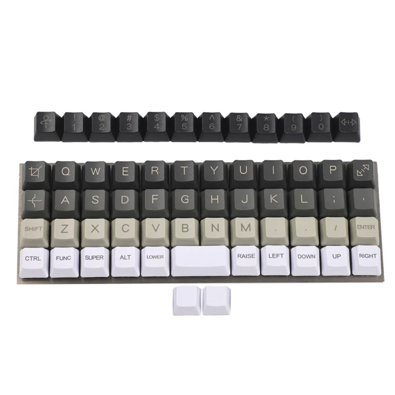 White-gr-bk Printed YMDK Planck Niu40 Preonic Keyset углеродный с лазерной гравировкой Топ принт OEM Keycap 1,5 мм толщина PBT - Цвет: White-gr-bk Printed