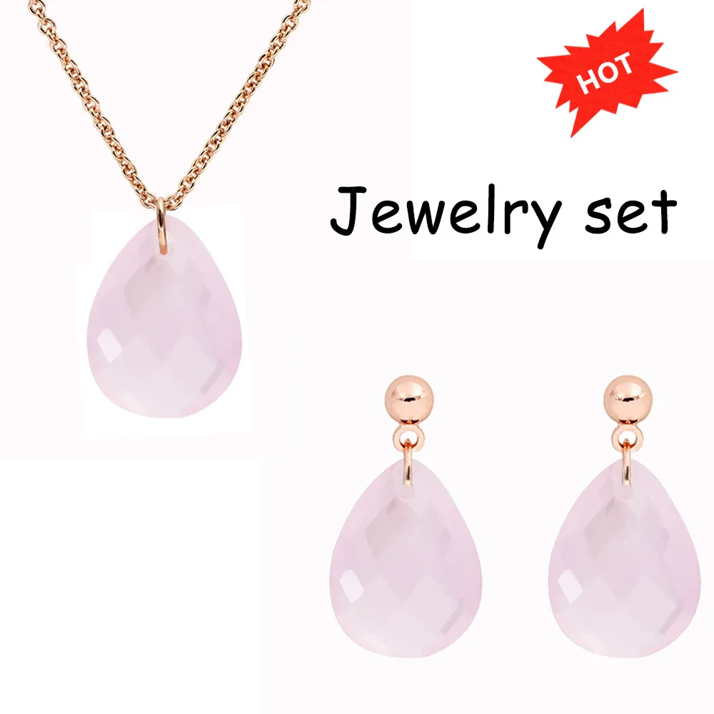 Женский ювелирный комплект из колье и серёг розовое золото 7 цветов | Украшения