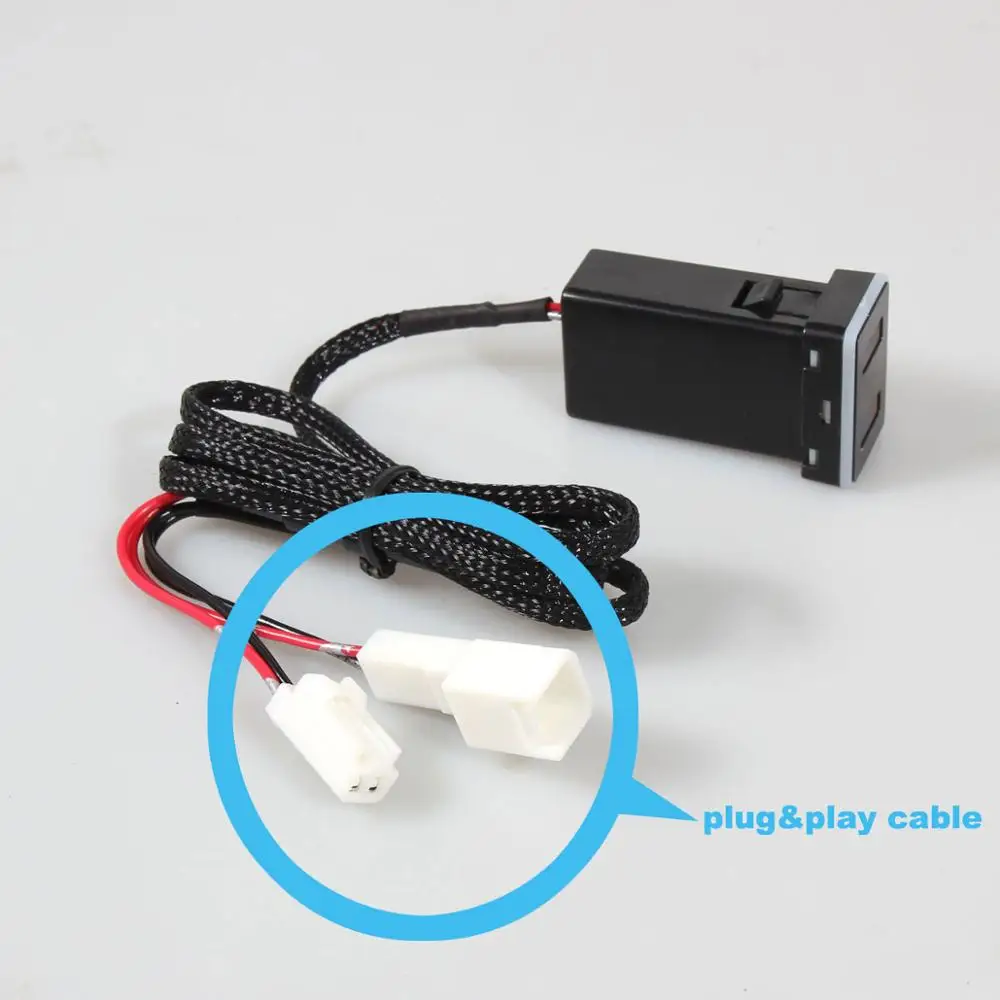 QC3.0 Quickcharge дисплей Напряжение Ампер автомобильное зарядное устройство двойной USB телефон адаптер DVR Plug& Play кабель для Toyota