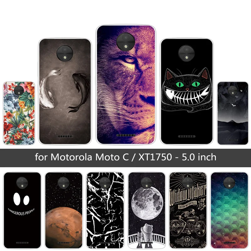 For Motorola Moto C Case Lion Cover 5.0 inch TPU Transparent Silicone Phone Capa XT1750 XT1754 |