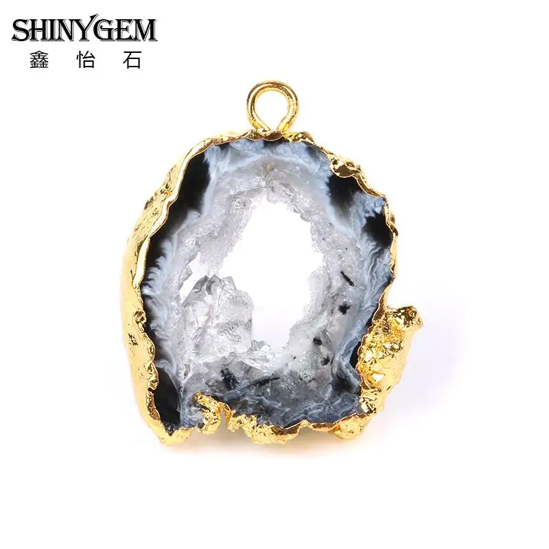 Случайные 25 40 мм нестандартные натуральные Агаты ломтики соединитель золотое