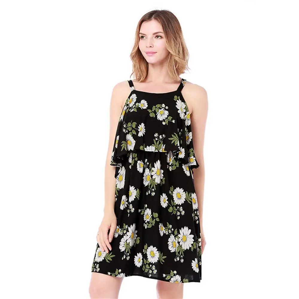 Новое поступление Летняя Для женщин платье без рукавов на бретельках Цветочный