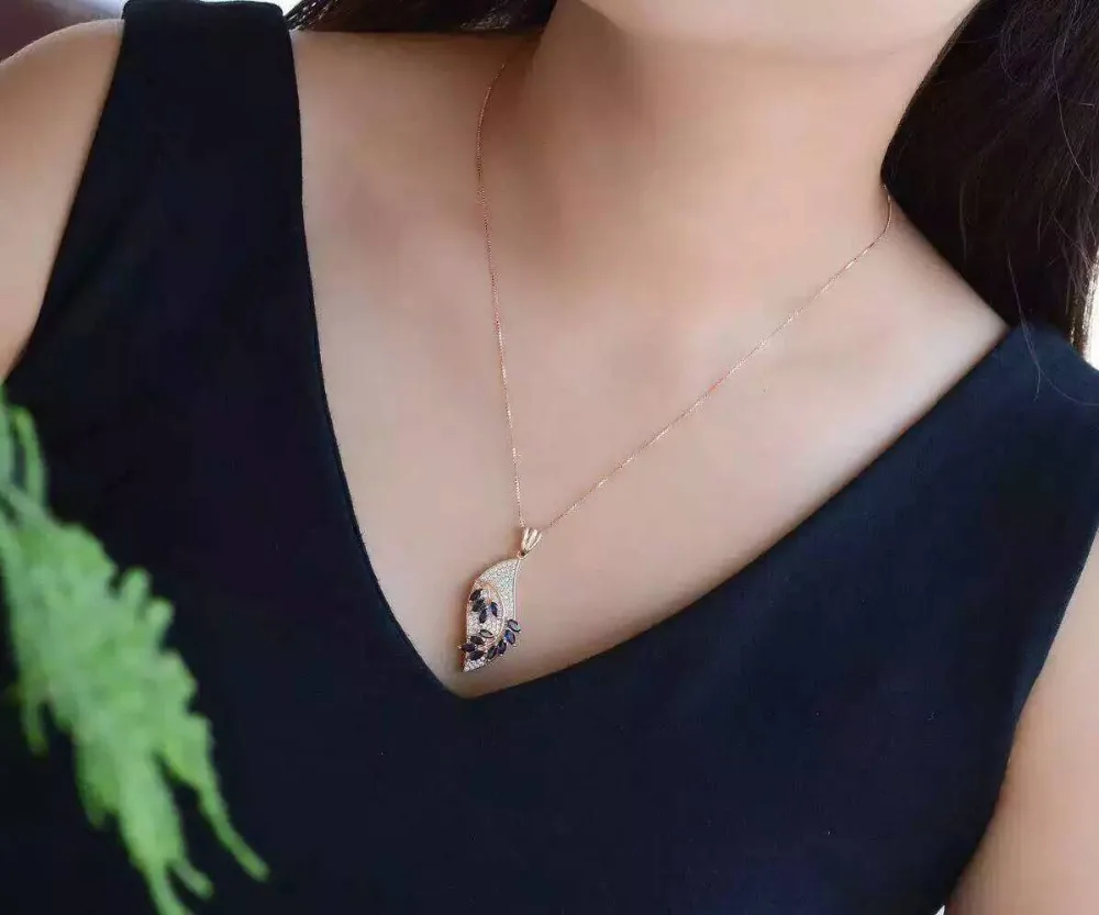 

natural sapphire pendant S925 Sterling silver Natural crystal Pendant Necklace trendy elegant Clouds winding women party jewelry