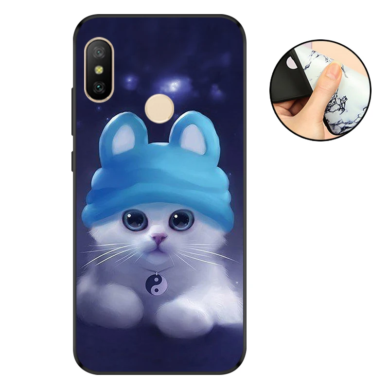 Чехол для Xiaomi Mi A2 Lite черный матовый Силиконовый чехол телефона мягкий бампер
