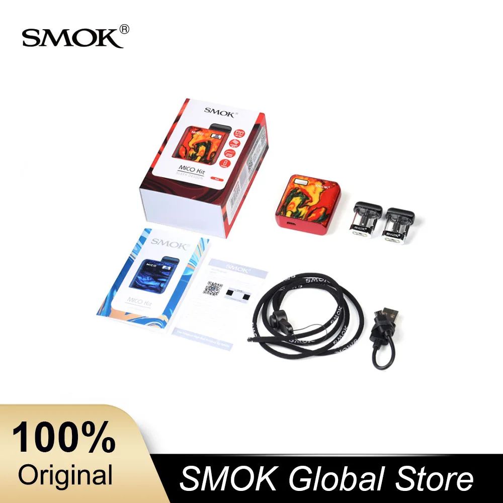 SMOK MICO Kit 700mAh 26W MOD Mesh MTL Vaping 1 7 ml электронная сигарета картридж Vape Pod System VS Nord|Системы