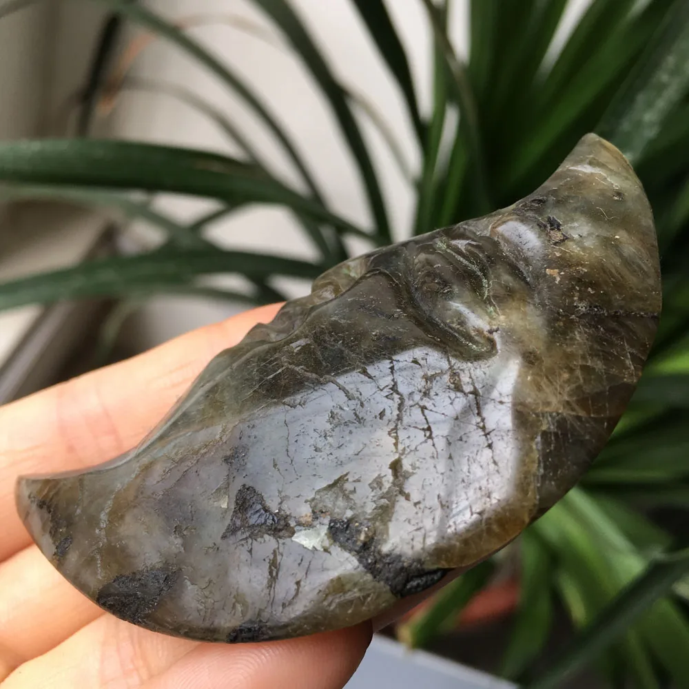 55 г высокого качества резьба ручной работы лабрадоритовый кварц кристалл луна